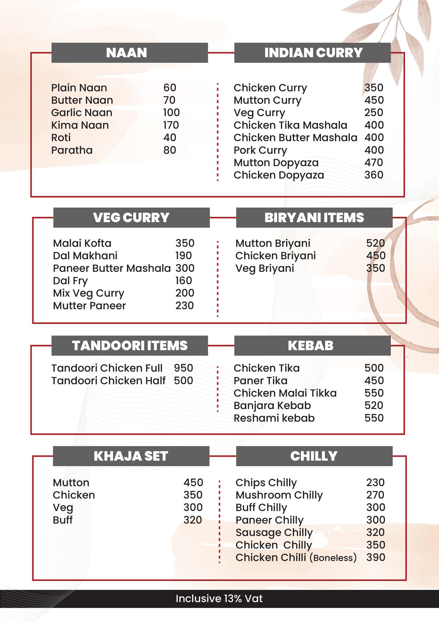 Food Menu gallery image 6109